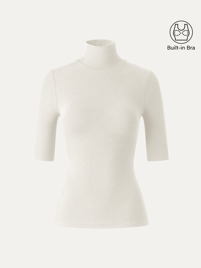 Essential Turtleneck Elbow Length Sleeve Bra Tops | OGLmove