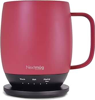 Nextmug - Temperature-Controlled, Self-Heating Coffee Mug (Dusty Rose - 14 oz.) | Amazon (US)