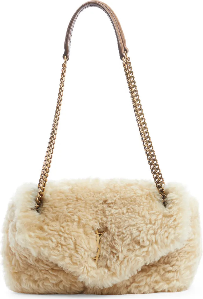 Saint Laurent Calypso Genuine Shearling Shoulder Bag | Nordstrom | Nordstrom