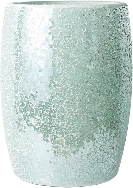 Whole Housewares Bathroom Wastebasket - Glass Mosaic Decorative Trash Can Dia 7.5" H 10" (Turquoi... | Amazon (US)