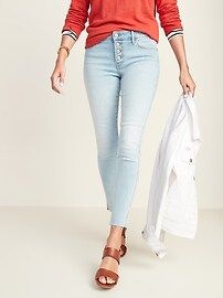 Mid-Rise Button-Fly Raw-Edge Rockstar Ankle Jeans for Women | Old Navy US