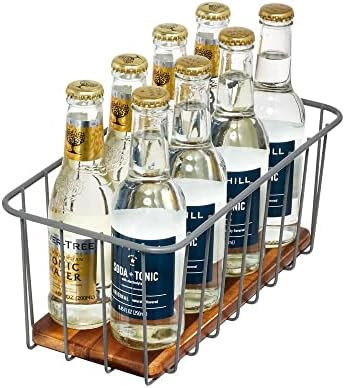 iDesign Ria Safford Collection Pantry Wire Basket with Acacia Wood, 12" x 6" x 5" | Amazon (US)