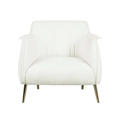 Elegant 1pc Accent Chair In White Boucle With Comfortable Seat And Legs Upholstered Dependable Solid Wood Plywood Frame | Wayfair North America