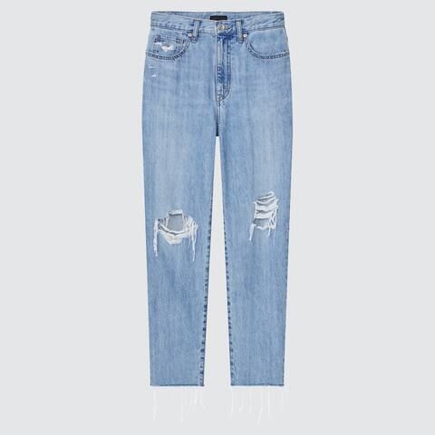 Women Peg Top High Rise Distressed Ankle Length Jeans | UNIQLO (UK)