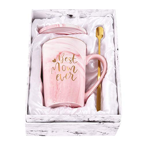 YHRJWN Mothers Day Gifts for Mom, Best Mom Ever Coffee Mug, Mom Birthday Gifts from Daughter Son, Moms Gift Idea for Christmas, Valentines Day, Present for Moms Mothers, 14 Oz Pink | Amazon (US)