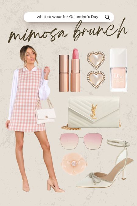 Galentine’s Day outfit inspo!
Brunch outfit, Red Dress outfit, plaid dress, button up shirt, whit handbag, Charlotte Tilbury lipstick, heart earrings, Dior nail polish, Amazon sunglasses, flower hair clip, white bow heels 

#LTKSeasonal #LTKunder50 #LTKunder100