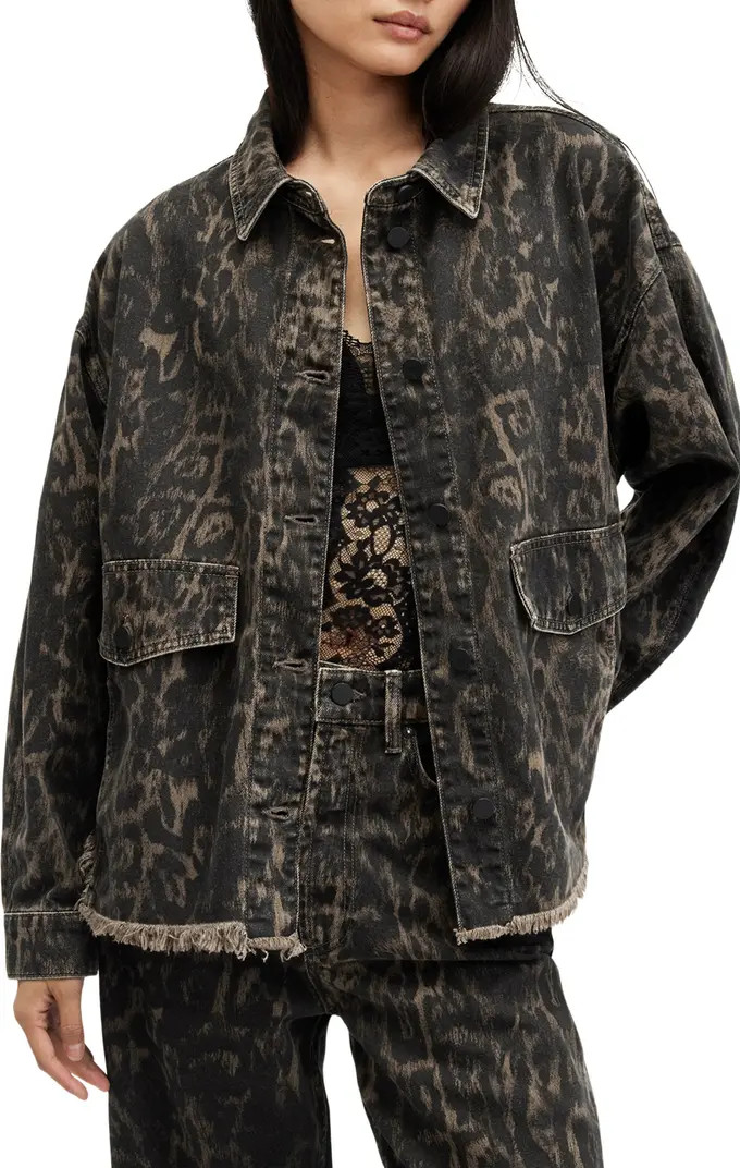 AllSaints Hettie Raw Hem Denim Shacket | Nordstrom | Nordstrom