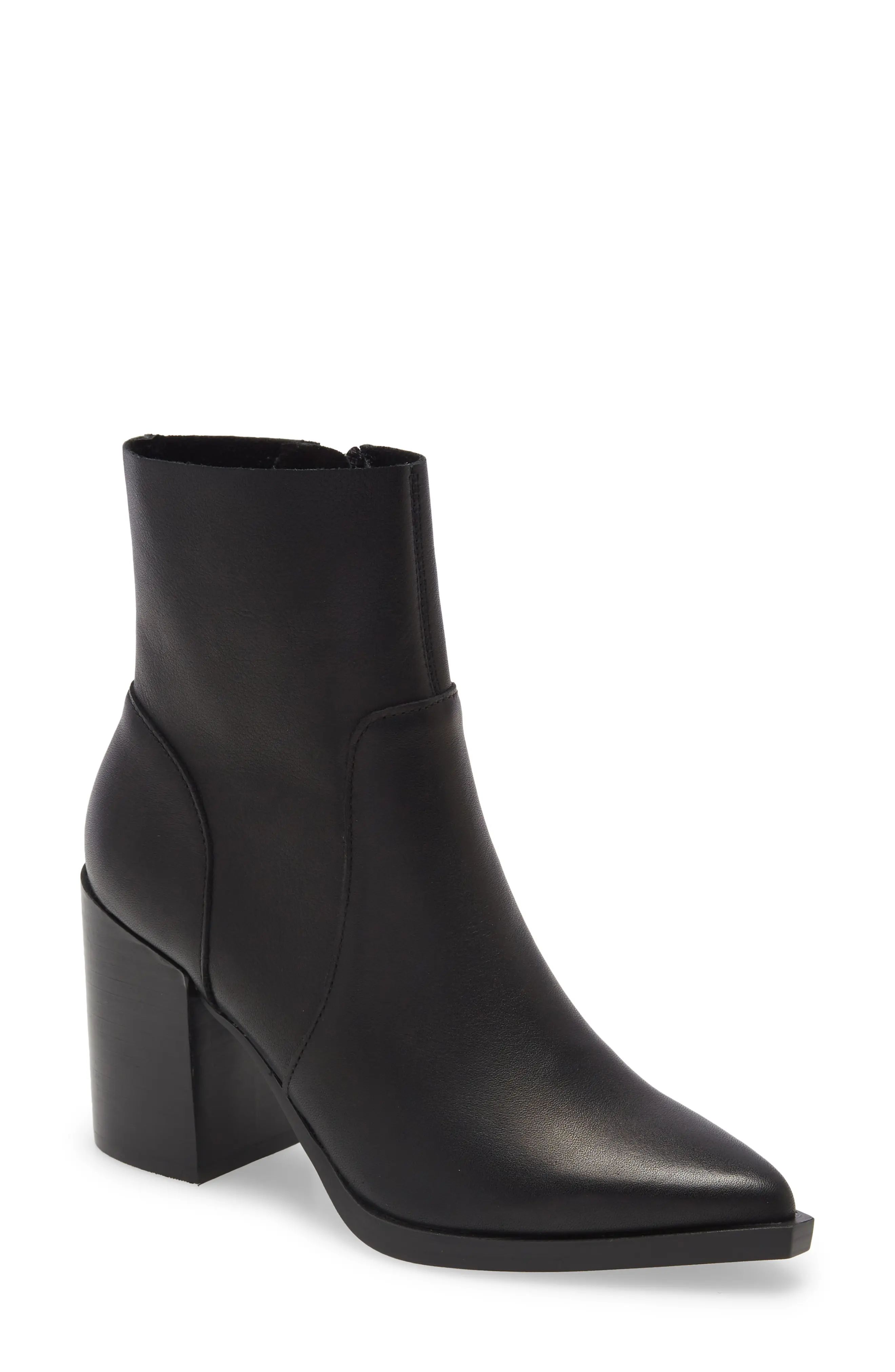 Steve Madden Calabria Pointed Toe Bootie in Black Leat at Nordstrom, Size 9.5 | Nordstrom
