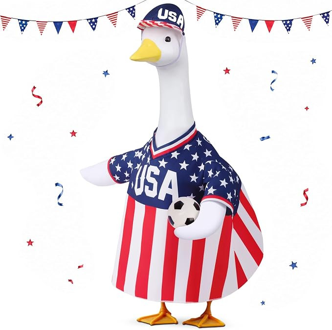 Soccer Cup Porch Goose Outfits, 23” 4th of July Porch Goose Outfit with Jersey, Cap and Soccer,... | Amazon (US)