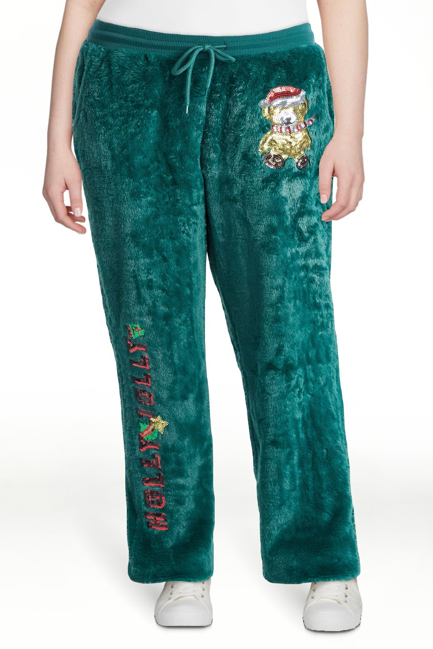 No Boundaries Christmas Plush Pants, 30'' Inseam, Women's, & Women's Plus | Walmart (US)