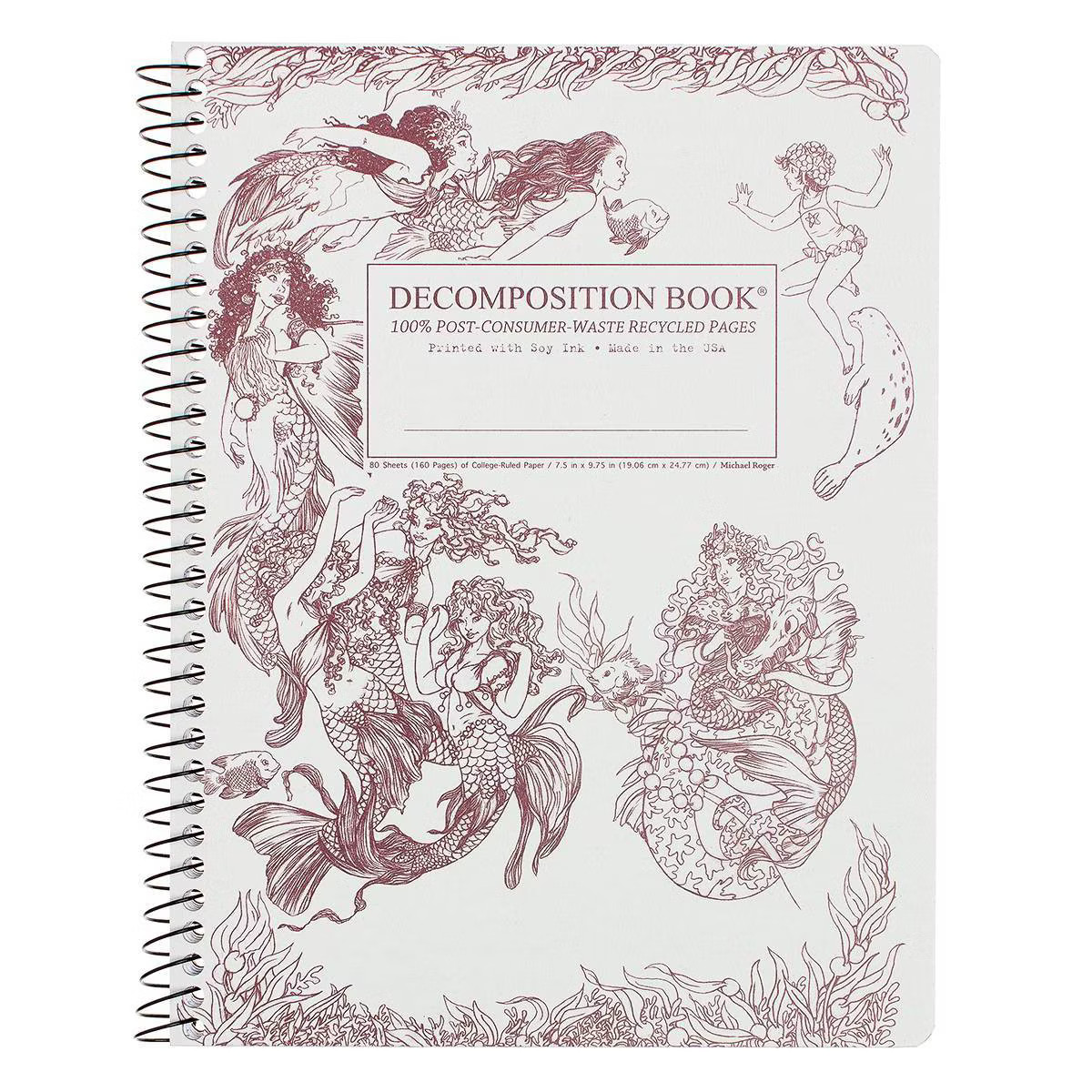 Decomposition Book 160 Sheet College Ruled Spiral Notebook 7.5"x9.75" Mermaids: 100% Recycled Pap... | Target