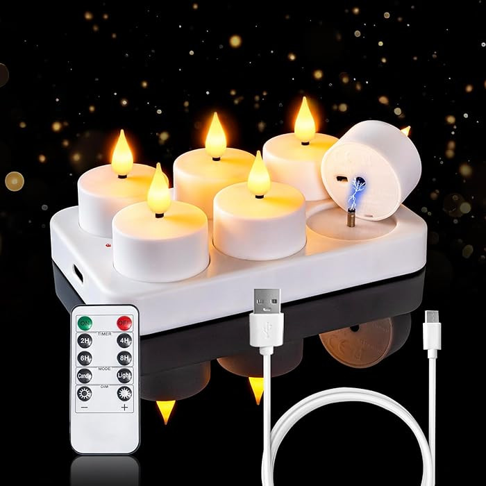 Homemory Rechargeable Tea Lights Flameless Candles with Remote Timer, Battery Operated LED Tealig... | Amazon (US)