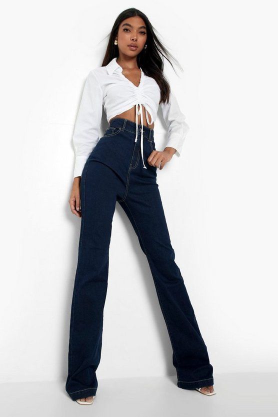 Tall 38" Leg High Waist Flared Jean | Boohoo.com (US & CA)