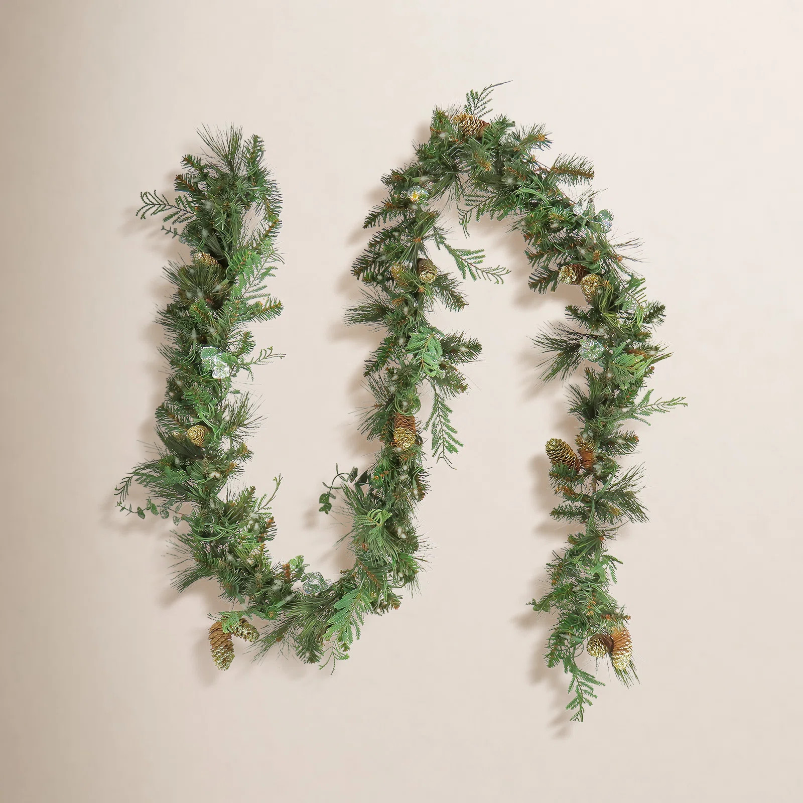 9ft. North Conway Garland with Glittery Cones and LED Lights | Wayfair North America
