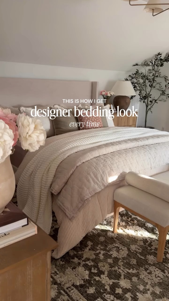 This is how I get that full, layered, designer feel every time.
And yes… my #1 best seller ivory canvas is finally back in stock & on sale! 😍

#bedroominspo #cozybedroom #neutralhome #designerbedding