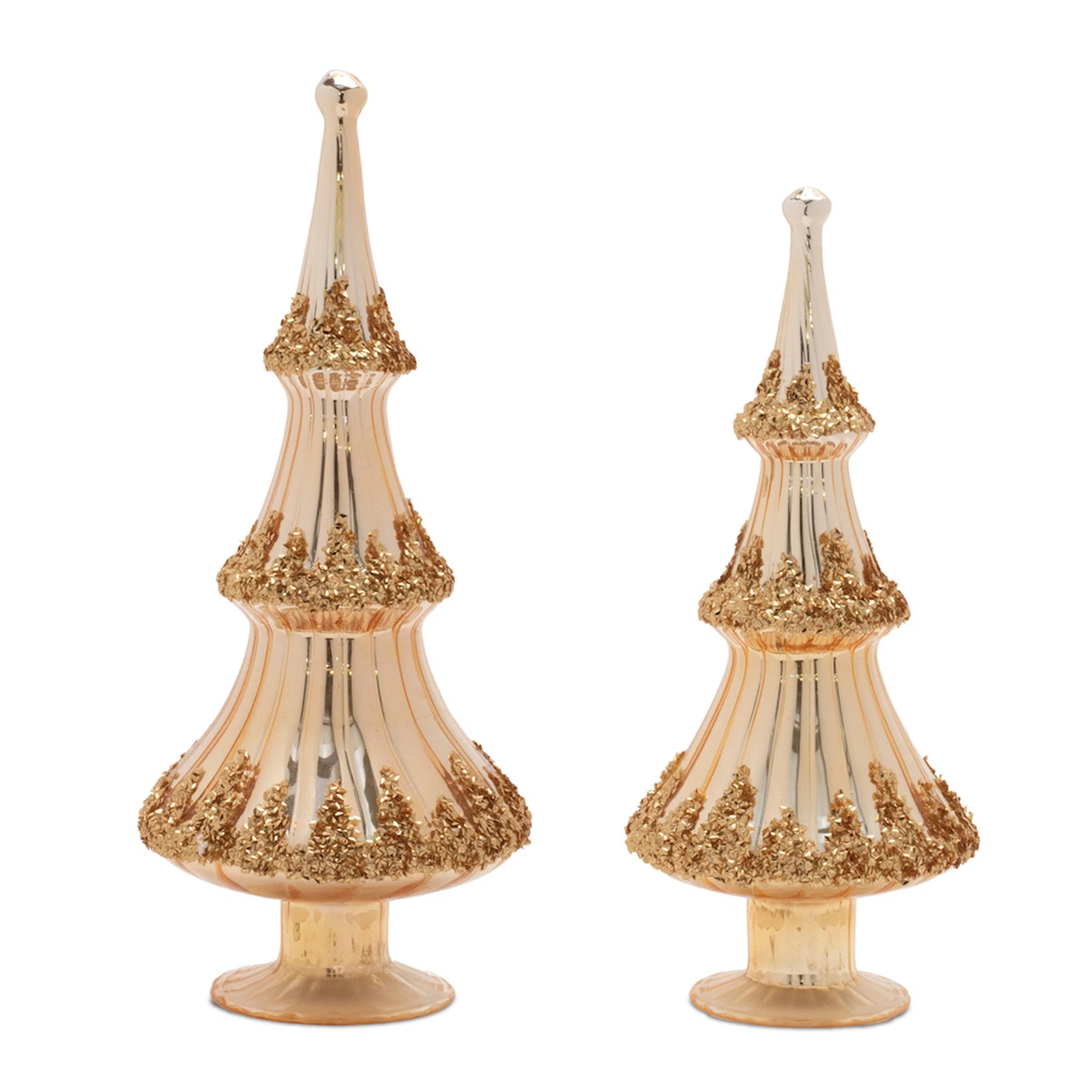 Gold Beaded Glass Holiday Tree (Set of 2) | Wayfair North America