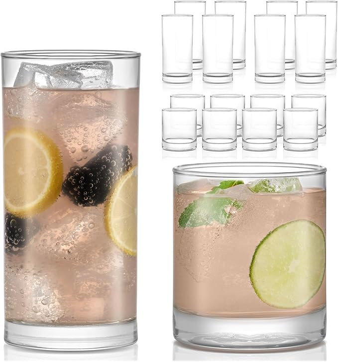Libbey Province Tumbler and Rocks Glass Set, Elegant Drinkware Glasses Set, Dishwasher Safe Drink... | Amazon (US)