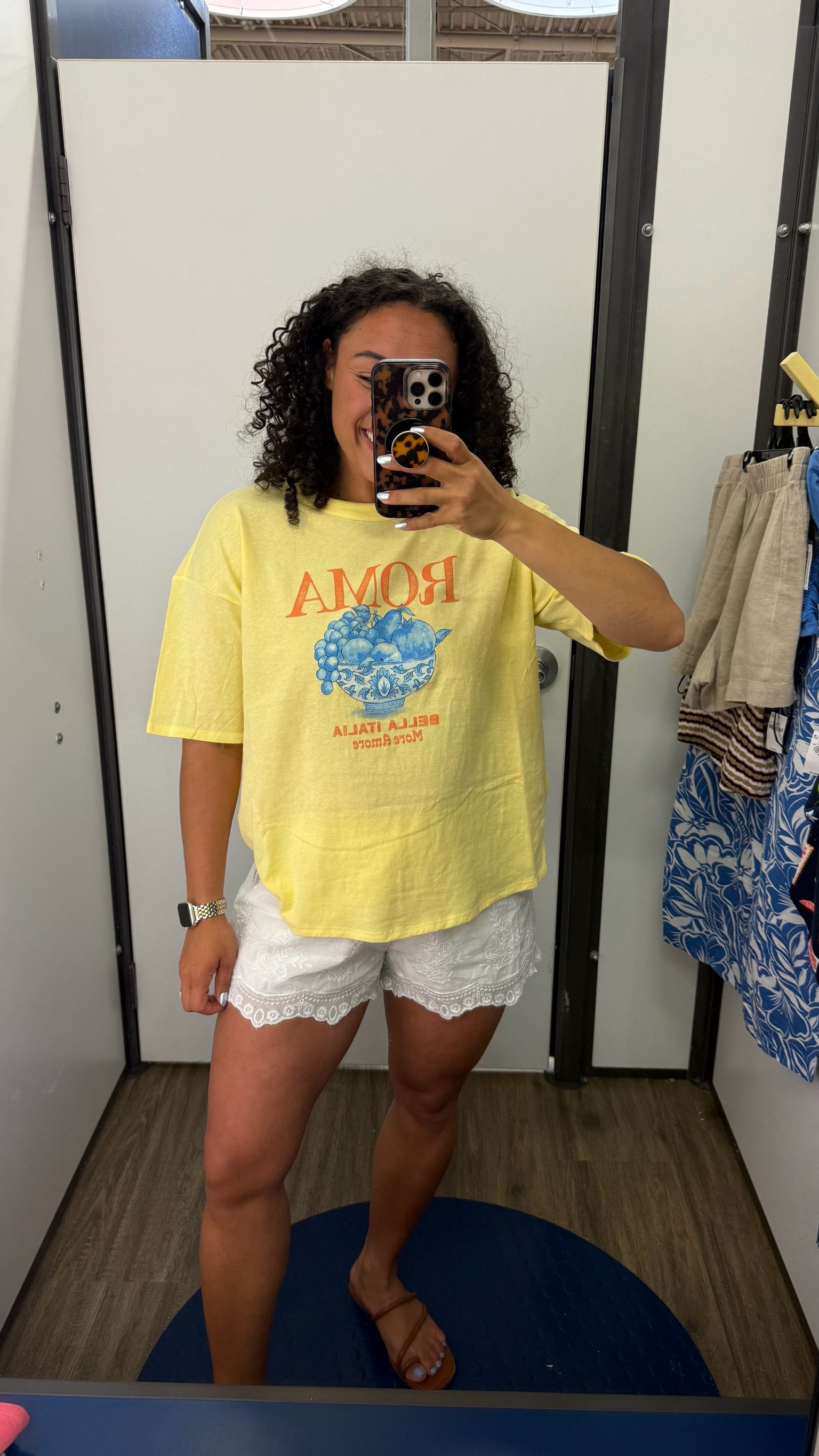 Old Navy casual summer look. This graphic tee and eyelet detail shorts are the perfect everyday look. 

 #LTKootd #LTKmomlife #LTKSeasonal