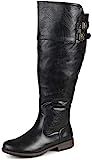 Journee Collection Womens Regular Sized and Wide-Calf Double-Buckle Knee-High Riding Boot | Amazon (US)