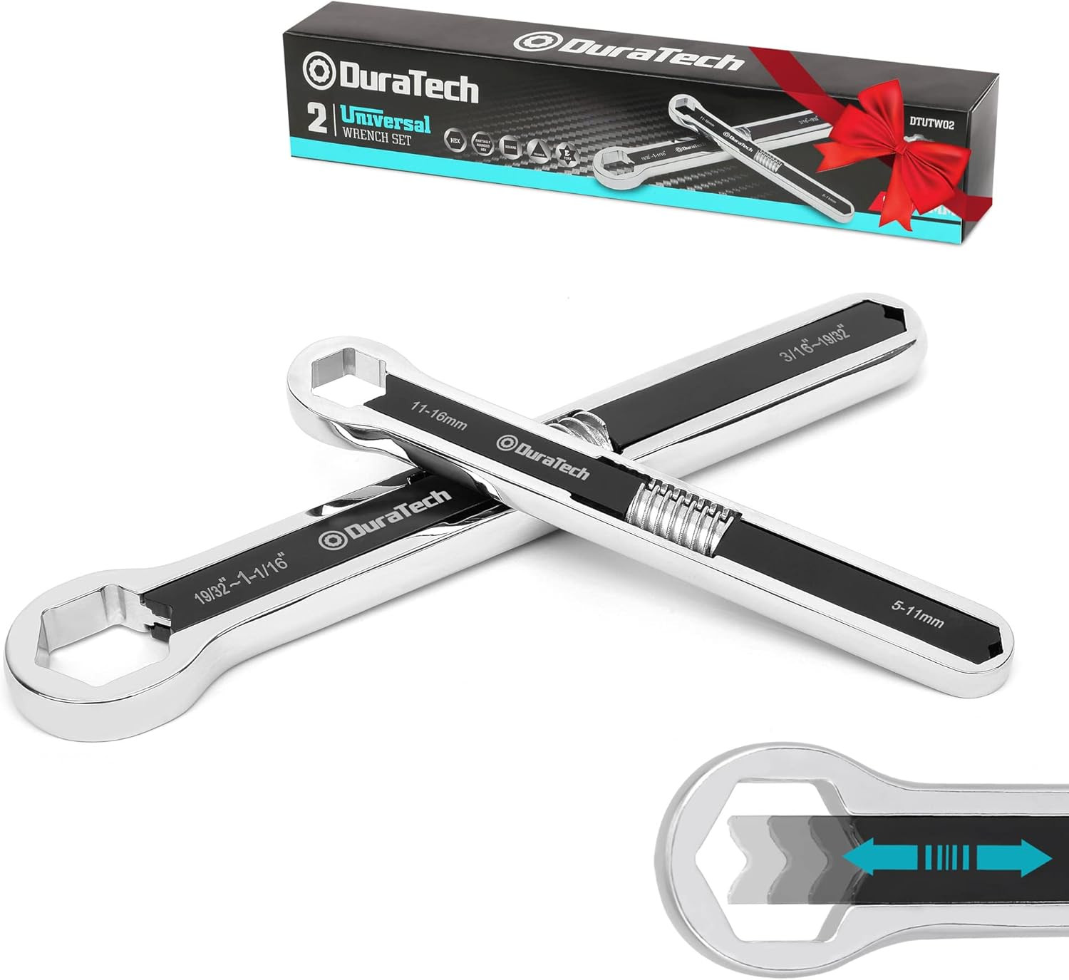 DURATECH Universal Wrench Set, Adjustable Wrench Set, SAE & Metric, 8-inch&10-inch, 44 sizes in 2... | Amazon (US)