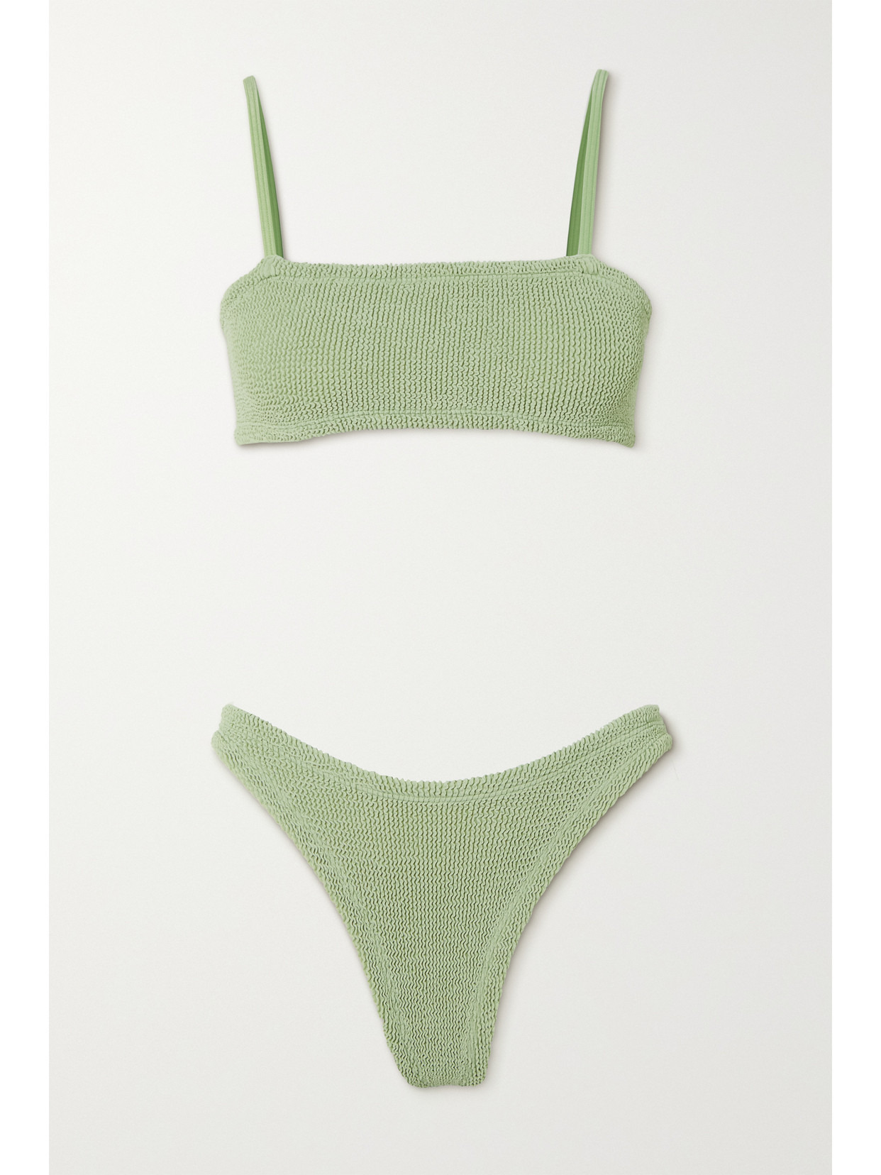 Hunza G - + Net Sustain Gigi Seersucker Bikini - Green | NET-A-PORTER (US)