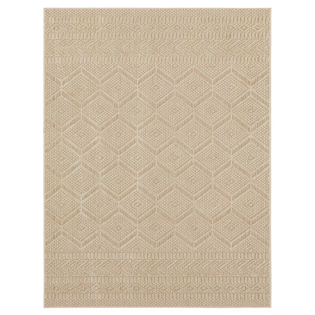 Origin 21 with STAINMASTER Greige 10 x 13 Natural Outdoor Geometric Area Rug | Lowe's