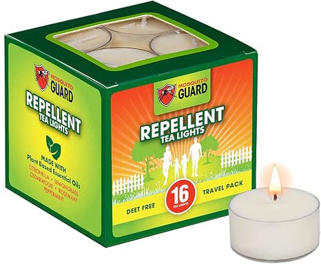 Mosquito Guard 16 Tealight Citronella Candles Outdoor Mosquito Repellent Indoors - DEET Free Mosq... | Amazon (US)