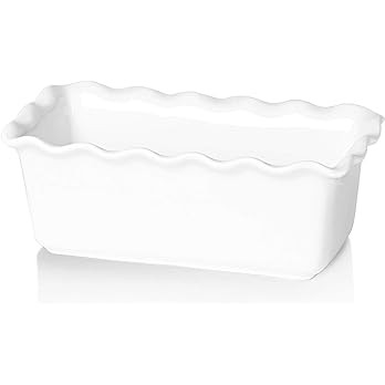 HAOTOP Porcelain Nonstick Baking Bread Loaf Pan, 8.5 x 5 Inch, White | Amazon (US)