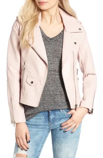 Women's Blanknyc 'Easy Rider' Faux Leather Moto Jacket, Size X-Large - Pink | Nordstrom
