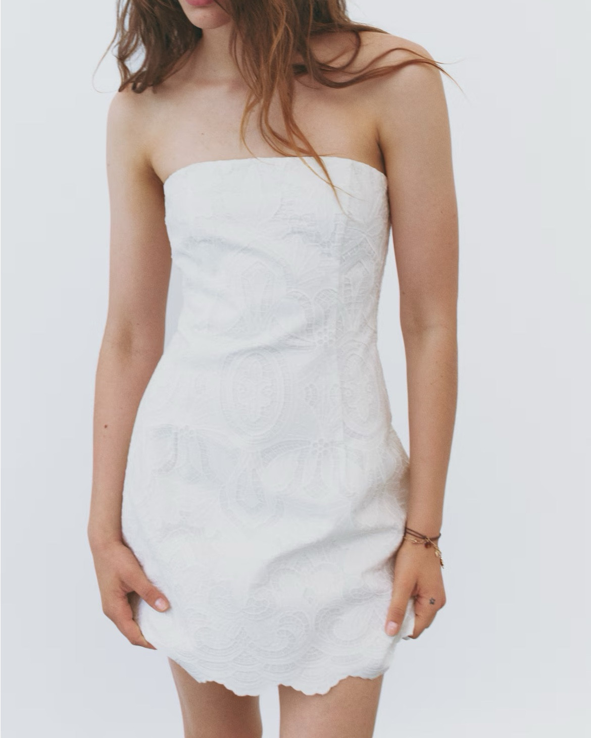Embroidered white strapless cocktail dress 

#LTKSeasonal