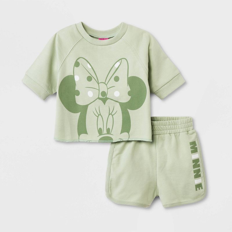 Toddler Girls' Mickey Mouse & Friends Top and Bottom Set - Green | Target