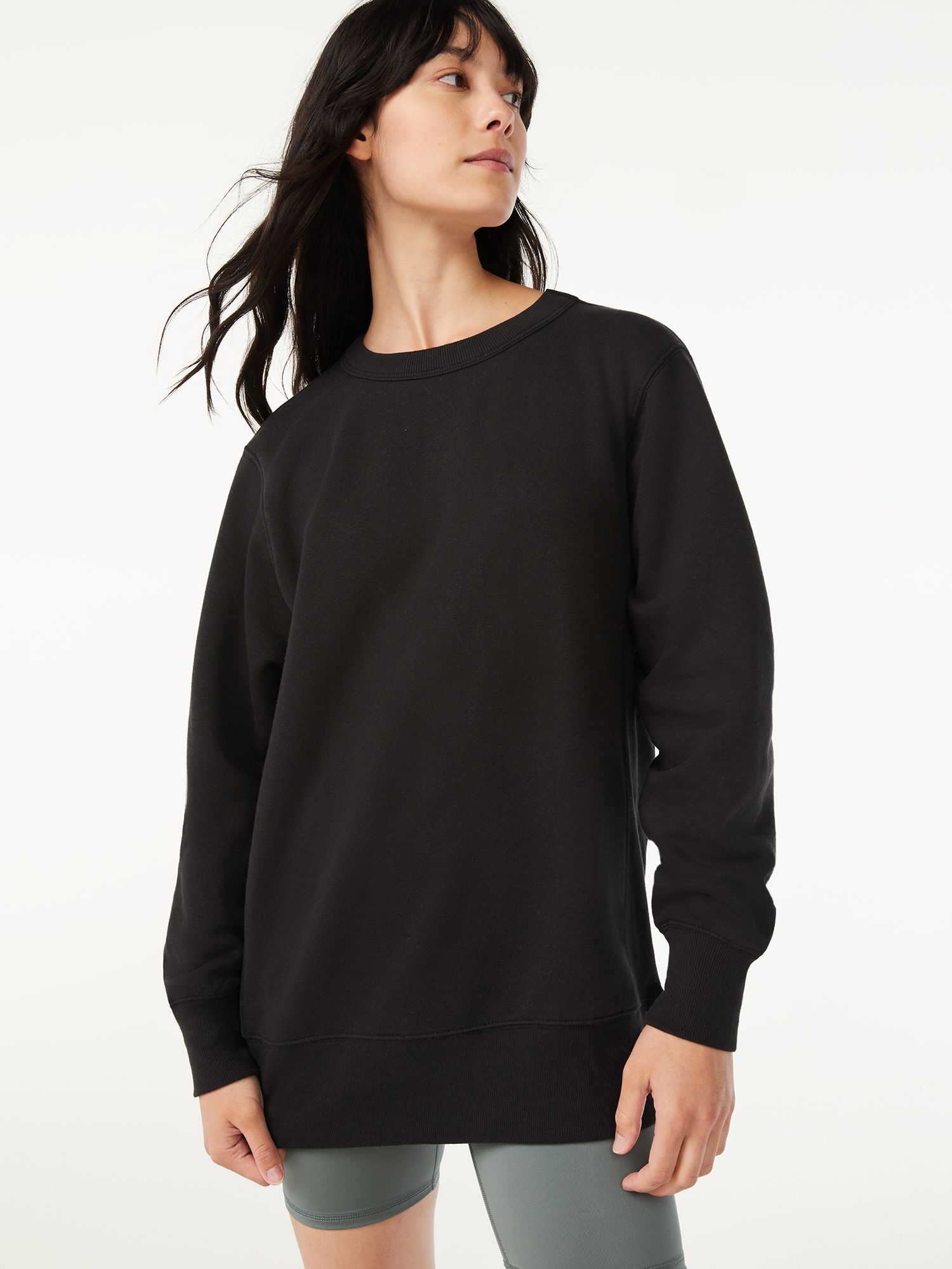 Free Assembly Women's Tunic Fleece Sweatshirt with Long Sleeves | Walmart (US)