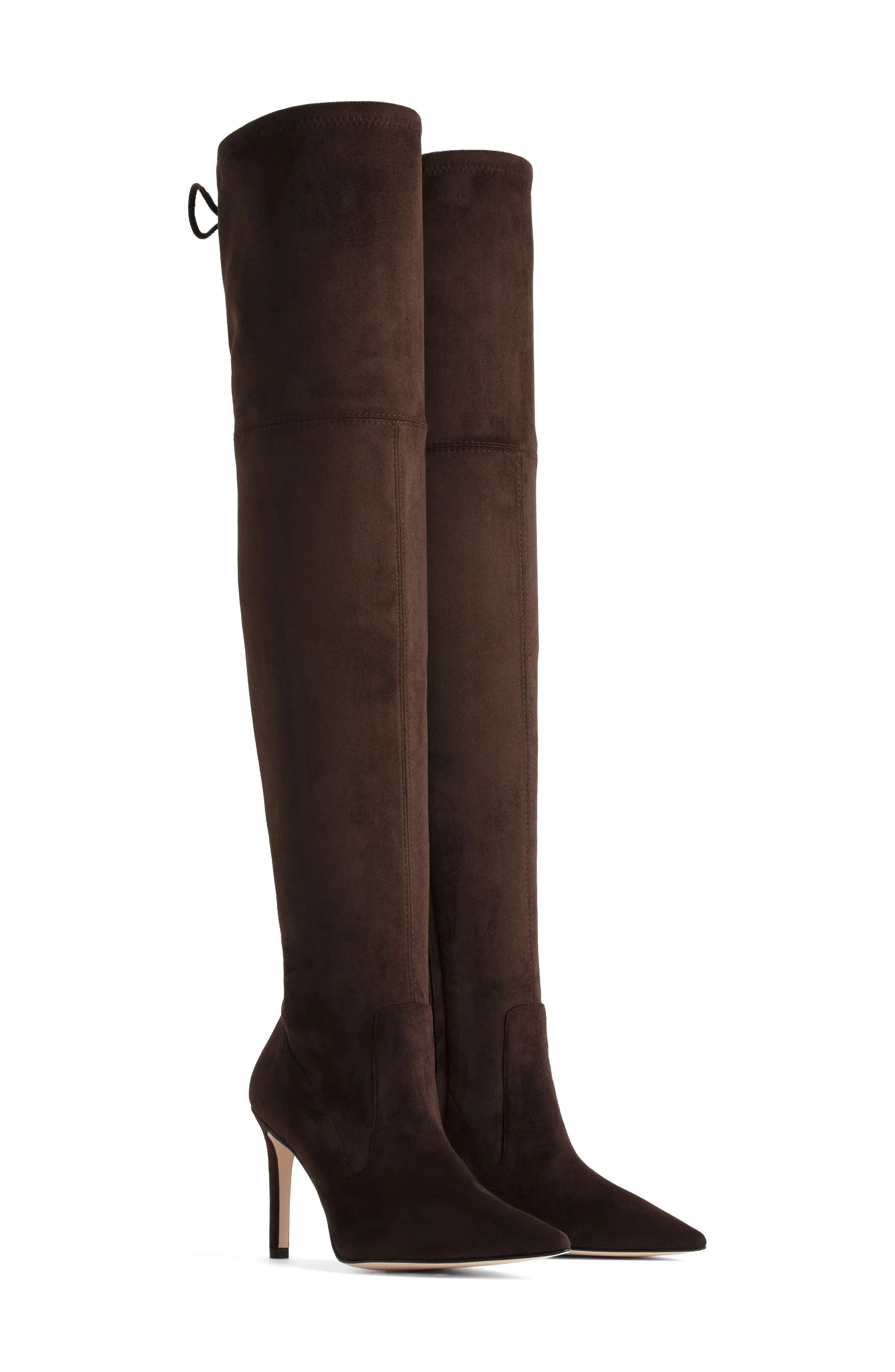 Good American The Overtime Over the Knee Boot, Size 8.5 in Chocolate Brown Suede at Nordstrom | Nordstrom