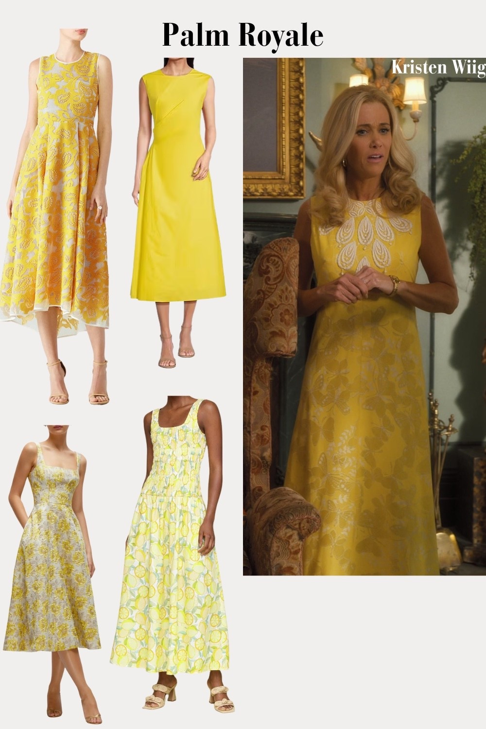 Maxine Simmons Outfit 1 Episode 8 - Maxine in a yellow and white maxi dress.