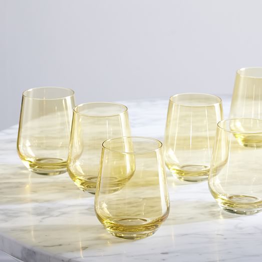 Estelle Colored Glass Stemless Wine Glass | West Elm (US)