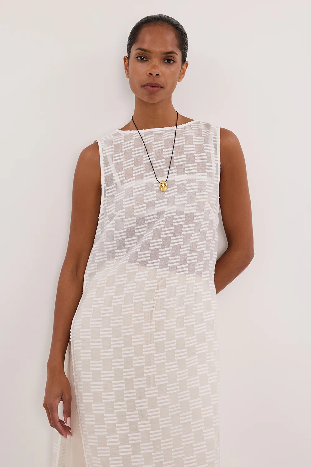 ELBA WHITE SHEER TUNIC TOP | DISSH