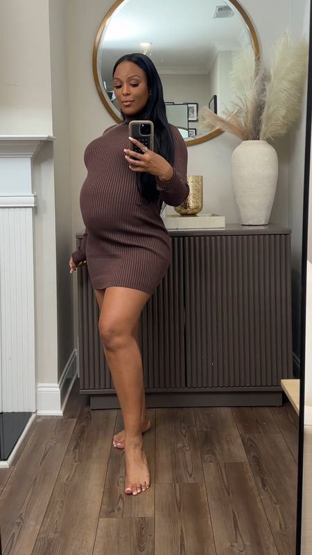 These long sleeve bodycon sweater dresses are everything. I had to grab in brown and black. I’m wearing a size M. This isn’t maternity ladies I’ve been wearing your clothing 😂😂😂 Sale #LTKHoliday

#LTKSeasonal #LTKHoliday