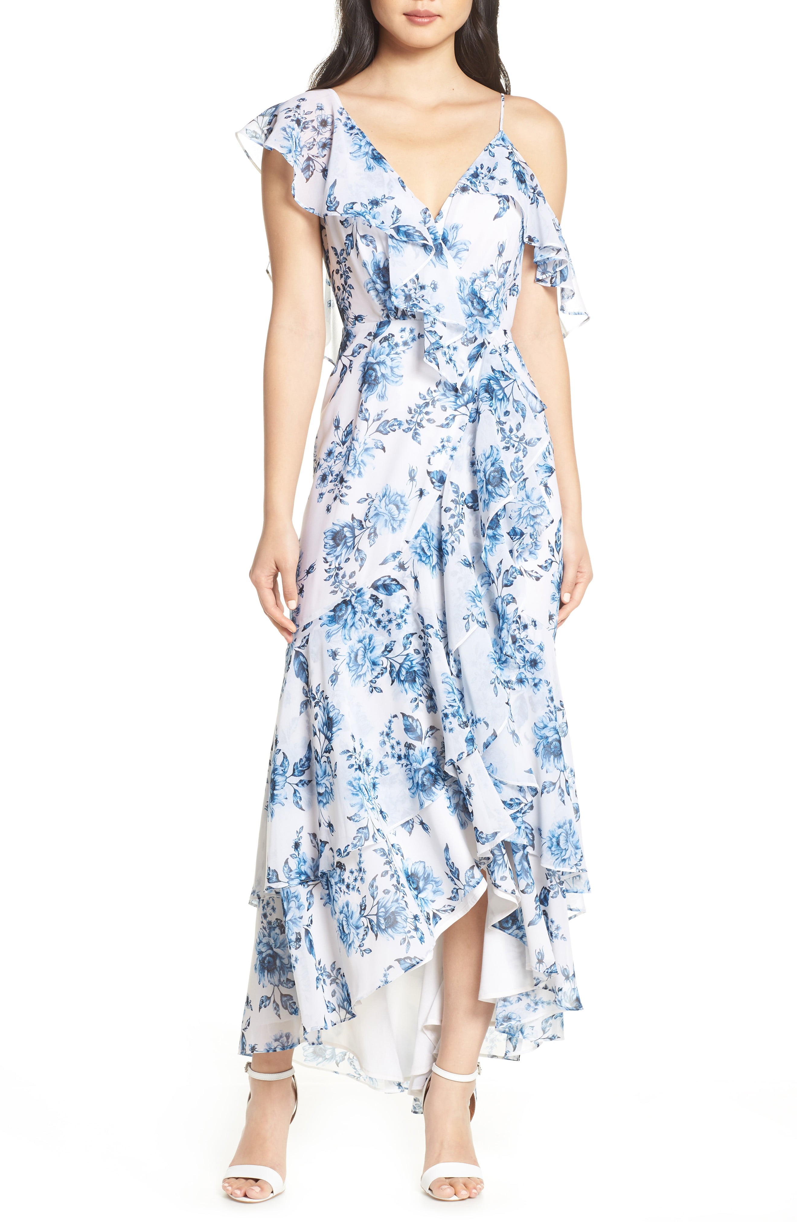 WAYF Elanor Ruffle Faux Wrap Maxi Dress | Nordstrom