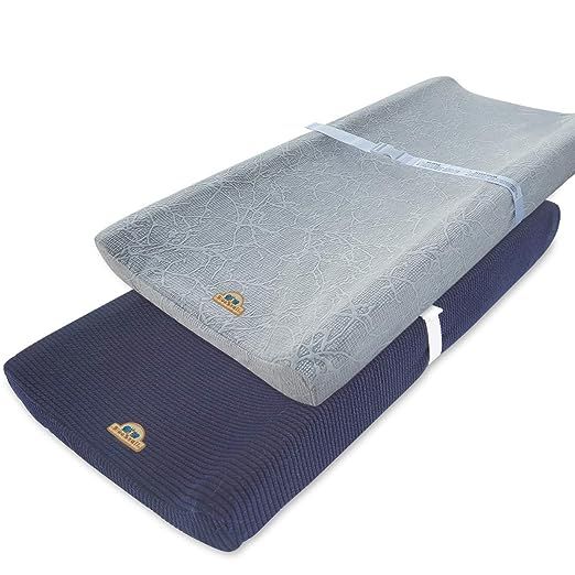 Ultra Soft and Stretchy Changing Pad Cover 2pk by BlueSnail (Gray+Navy) | Amazon (US)
