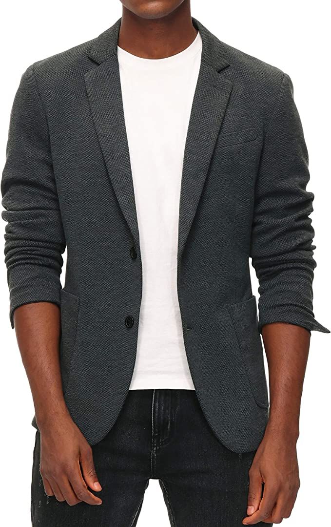 Men's Casual Knit Blazer Suit Jackets Two Button Lightweight Unlined Sport Coat | Amazon (US)