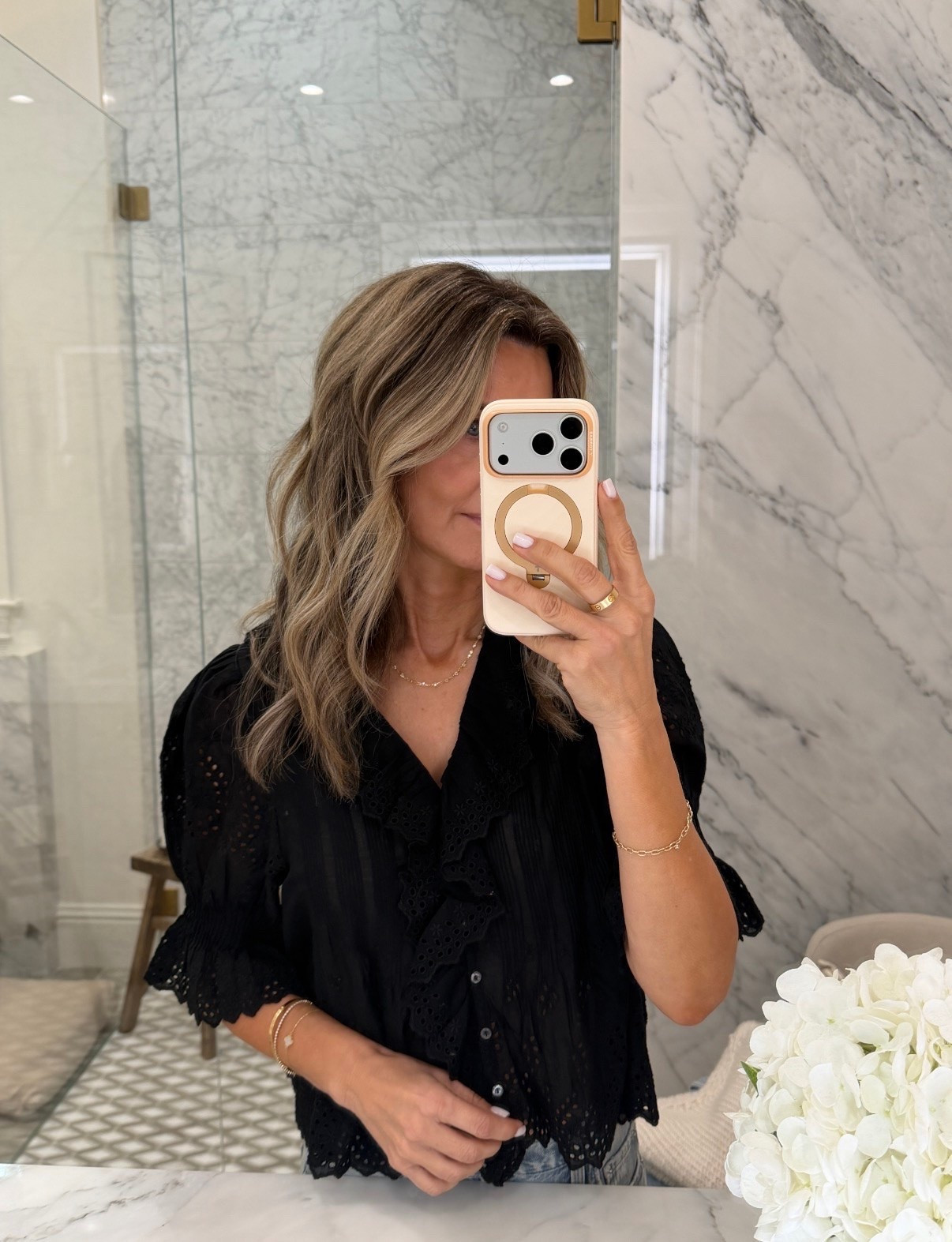 Lace black blouse I’ve linked all price points of.

#LTKootd #LTKOver40