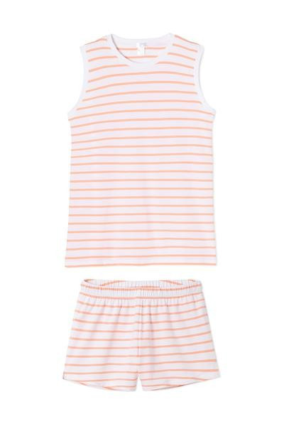 Pima Tank-Short Weekend Set in Papaya | LAKE Pajamas