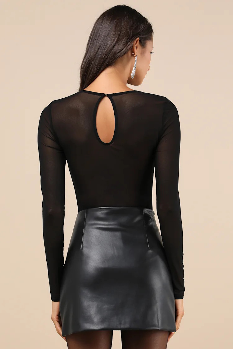 Impressive Allure Black Mesh Cutout Bodysuit | Lulus