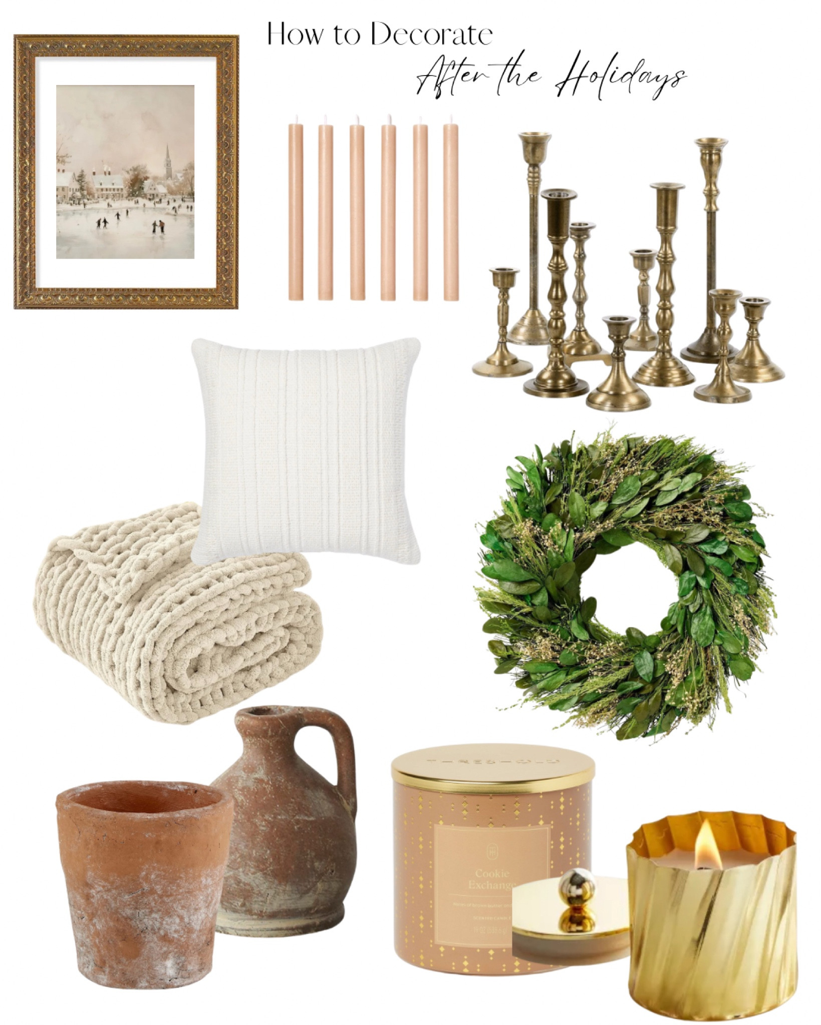 After the holiday season, create a serene, cozy atmosphere with warm, inviting textiles in creamy whites. Layer soft throws and pillows to add texture and comfort to your space, while elegant brass decor brings a touch of sophistication. Mixed greenery and aged pottery offer a natural, timeless feel that complements the season. Ready to transform your home? Click to shop these seasonal essentials and elevate your space today.

#LTKHome #LTKSeasonal