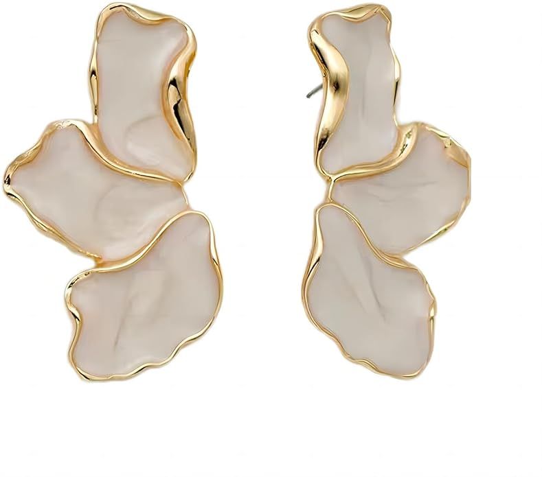 Irregular Petal Earring For Women Stainless Steel Unique Statement Flower Dangle Earrings Trendy ... | Amazon (US)