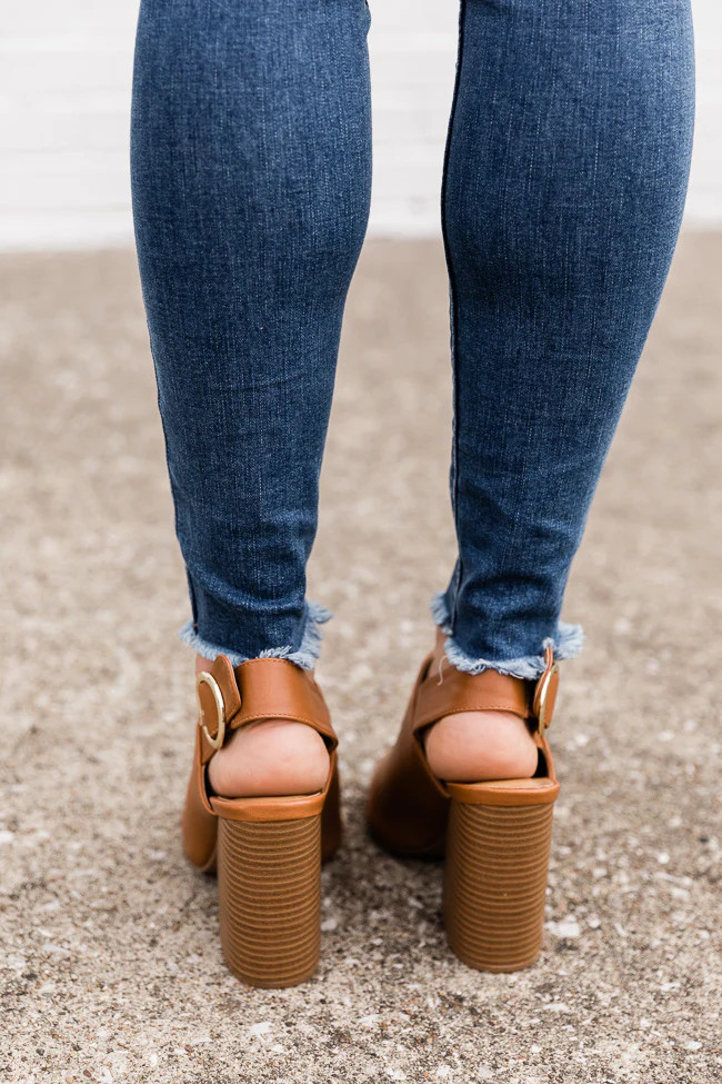 Celeste Camel Block Heel Peep Toe Bootie | The Pink Lily Boutique