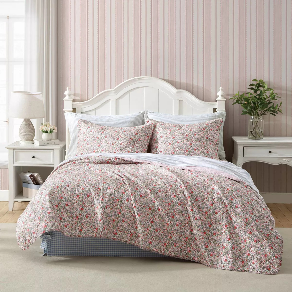 Laura Ashley Rowena 100% Cotton Quilt Pink | Target