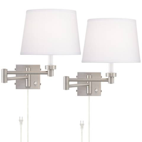 Vero Nickel Swing Arm Plug-In USB Wall Lamps Set of 2 | Lamps Plus