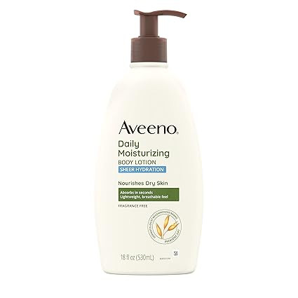 Aveeno Sheer Hydration Daily Moisturizing Fragrance-Free Lotion with Nourishing Prebiotic Oat, Fa... | Amazon (US)