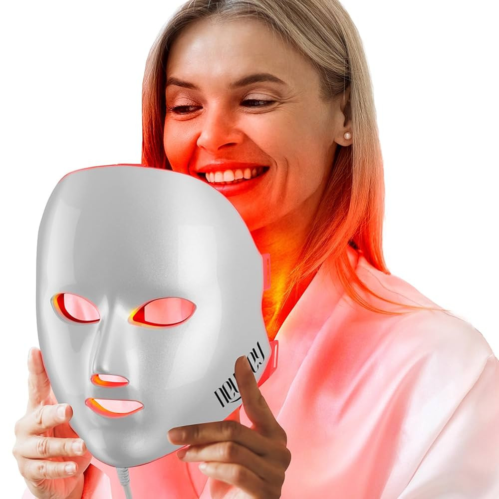 NEWKEY Red Light Therapy Mask for Face,7 Colors LED Face Mask Light Therapy, At-Home Photon Skin ... | Amazon (US)
